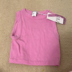 Zara Pink Cropped Tank Top